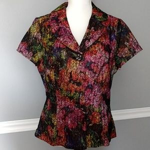 Adrianna Papell Short Sleeve Blouse Sz S/M